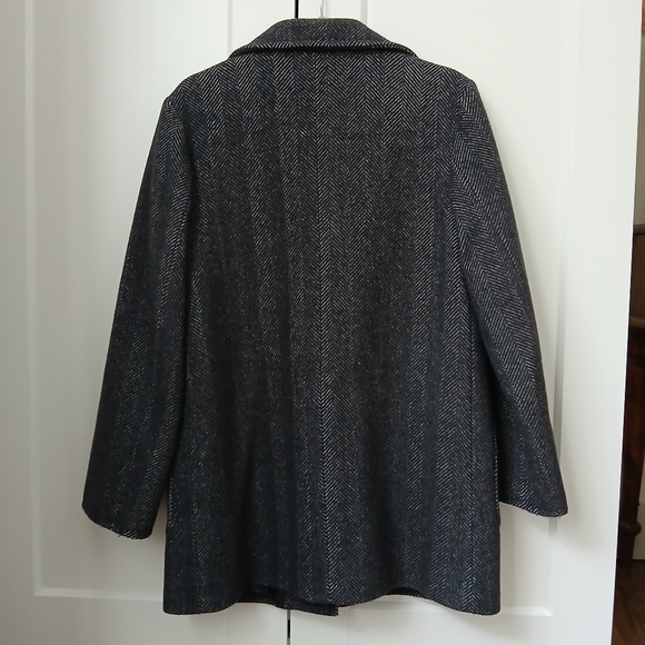 Boutique Italy Black Chevron Wool Angora Blend Coat Jacket - Picture 6 of 14